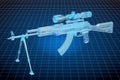 Visualization 3d cad model of weapon, military engineering concept. 3D rendering