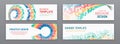 Visualization of data arrays, databases. Information flow, sorting. Set of Hi-tech banner templates for websites. Abstract social Royalty Free Stock Photo