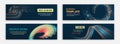 Visualization of data arrays, databases. Information flow, sorting. Set of Hi-tech banner templates for websites. Abstract social Royalty Free Stock Photo