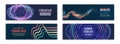 Visualization of data arrays, databases. Information flow, sorting. Set of Hi-tech banner templates for websites. Abstract social Royalty Free Stock Photo