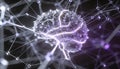 Abstract visualization of a self evolving ai network with glowing silver wires and diamond nodes in a brain like spherical shape Royalty Free Stock Photo