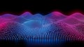 Abstract Digital Waveform Visualization. Futuristic Glowing Blue and Pink Particle Landscape on Black Background for Technology Royalty Free Stock Photo