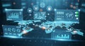 Digital World Map & Supply Chain Dashboard Royalty Free Stock Photo