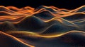Dynamic Abstract Particle Field Wavelengths: Futuristic Golden Glow Data Visualization Grid Background Royalty Free Stock Photo