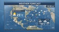 Dynamic digital weather forecast map on TV display Royalty Free Stock Photo