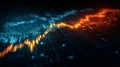 Digital data visualization with glowing lines and dots representing financial trends and analytics Royalty Free Stock Photo