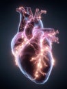 Visualization of the Electrical Conduction System of the Heart Showcasing the Sinus Node With Glowing Impulses Against a Royalty Free Stock Photo