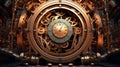 visualization of an intricately detailed, steampunk-inspired time machine