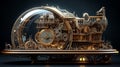 visualization of an intricately detailed, steampunk-inspired time machine