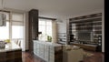 Visualization of modern residential interior design, 3D illustration, cg render Royalty Free Stock Photo