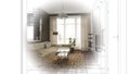 Visualization of modern residential interior design, 3D illustration, cg render Royalty Free Stock Photo