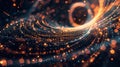 A visualization of particles moving in a circular motion creating a visual representation of the cyclical nature of