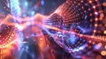 A visualization of a quantum channel through which particles are sent to establish a secure transmission in quantum