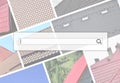 Visualization of the search bar on the background of a collage o Royalty Free Stock Photo