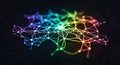 Abstract neural network connecting bright data points Royalty Free Stock Photo