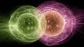 Visualization Shows Vibrant Interactions of Subatomic Particles, Viruses, and Molecules Royalty Free Stock Photo