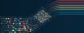 Visualization of Sorting data, Abstract processing of information flow. Vector database background. Filtering machine algorithms
