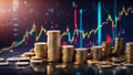 Visualize Bitcoin's economic journey through charts showcasing its monetization and progress in finance. Generative AI