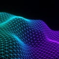 Visualize complex data with an abstract wireframe terrain grid background. Royalty Free Stock Photo