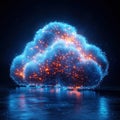 Visualize Connected Cloud Computing System with Futuristic Data Network Concept Royalty Free Stock Photo