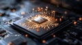 Imagine a cutting-edge quantum encryption device with a luminescent circuit. Generative AI Illustration