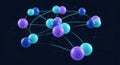Network connections of glowing spheres, digital illustration Royalty Free Stock Photo