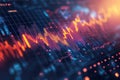 Abstract digital representation of financial data with glowing orange and red lines Royalty Free Stock Photo