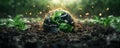 Visualize Future Earth A Holographic Projection Displaying Climate Crisis Warnings and Innovative Technological Solutions for