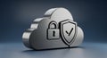 Secure Cloud Data Protection: 3D Metallic Symbol for Business and Technology Professionals Royalty Free Stock Photo