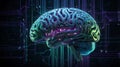Digital Brain Network: Glowing AI Neural Pathways and Data Streams Royalty Free Stock Photo