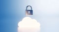 Secure Cloud Computing Data Protection: 3D Padlock Icon for Digital Privacy and Technology Professionals. Royalty Free Stock Photo