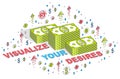 Visualize your goals business motivation poster or banner, cash