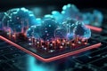 visualized 3D Cloud computing illustration with intricate embossed mesh connections Royalty Free Stock Photo