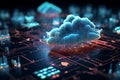 visualized 3D Cloud computing illustration with intricate embossed mesh connections Royalty Free Stock Photo