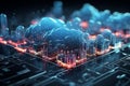 visualized 3D Cloud computing illustration with intricate embossed mesh connections Royalty Free Stock Photo