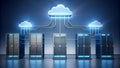 Visualizing the Abstract Architecture of a Cloud Server Setup in a Modern Office Space Generative AI