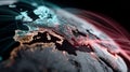 Visualizing AIPowered Global Threat Map Highlighting Space Connectivity and Data Flow