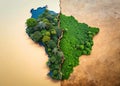 Visualizing the Amazon Rainforests Deforestation Crisis A Minimalist Map Reveals the Extent of the Environmental Royalty Free Stock Photo