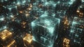 Visualizing blockchain technology digital cubes in a futuristic environment abstract graphics tech innovation Royalty Free Stock Photo