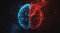 Visualizing Brain in 3D with Neural Network in Blue and Red for Scientific Analysis