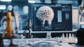 Visualizing brain data on advanced computer screen Royalty Free Stock Photo
