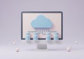Visualizing Cloud Storage Connection on Computer Monitor Royalty Free Stock Photo