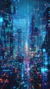 Visualizing complex data and AI insights through a hologram in a futuristic cityscape. AI insights Royalty Free Stock Photo