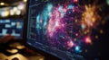 Visualizing complex data networks with vibrant colors in a modern workspace Royalty Free Stock Photo