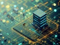 Visualizing the Complexities of Big Data Flow An Isometric Representation of Data Processing and Database Interactions Royalty Free Stock Photo