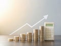 Visualizing Crypto Business Growth A Minimalist Chart Depicts Profitable Coin Income on a Calculator Highlighting the