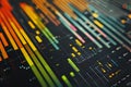 Visualizing Data: Abstract Charts and Graphs Showcase Dynamic Trends and Patterns in Colorful Displays, Illustrating Complex Royalty Free Stock Photo