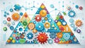 Visualizing Data Analysis Problem Solving An Interactive Infographic Featuring a Geometric Triangle of Gears Puzzle Royalty Free Stock Photo