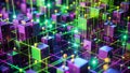 Visualizing Data Classification Algorithms A Dynamic Exploration of Neon Green and Purple Abstract Patterns