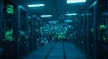 Visualizing data flow within a server room, showcasing network connectivity Royalty Free Stock Photo